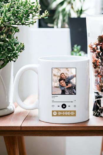 Kişiye Özel Spotify Tasarım Fotoğraflı Beyaz Kupa Bardak
