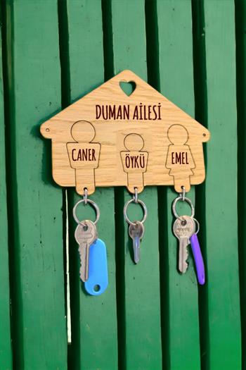 Kişiye Özel Üç Anahtarlıklı Anahtarlık Askısı