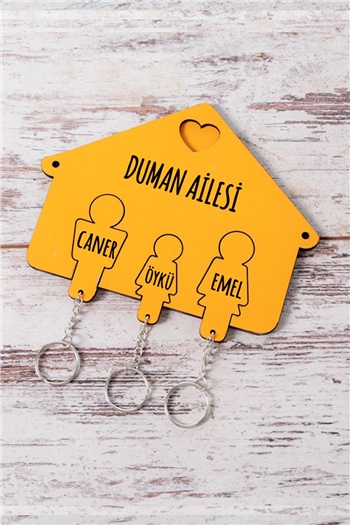 Kişiye Özel Üç Anahtarlıklı Renkli Anahtarlık Askısı