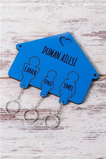 Kişiye Özel Üç Anahtarlıklı Renkli Anahtarlık Askısı