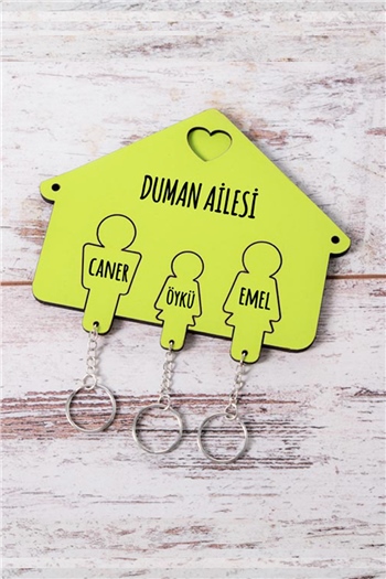 Kişiye Özel Üç Anahtarlıklı Renkli Anahtarlık Askısı