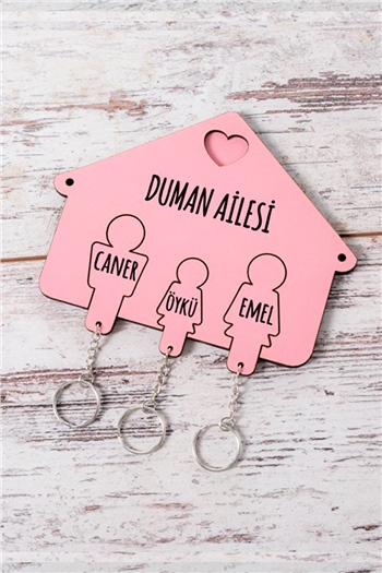 Kişiye Özel Üç Anahtarlıklı Renkli Anahtarlık Askısı