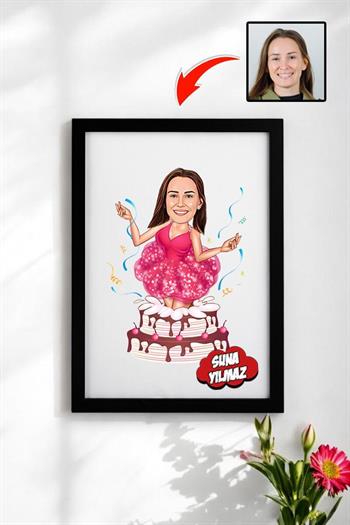 Anneye Doğum Günü Hediyesi Karikatürlü Çerçeve