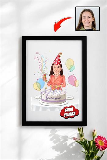 Ablaya Doğum Günü Hediyesi Karikatürlü Çerçeve