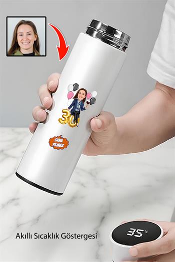 Kız Arkadaşa Doğum Günü Hediyesi Karikatürlü Termos Bardak