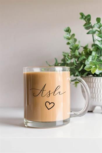 Kız Arkadaşa Hediye Modern Tasarımlı Cam Kahve Kupası