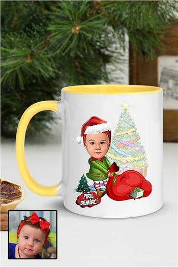 Kız Çocuğa Yılbaşı Hediyesi Karikatürlü İçi Renkli Kupa Bardak