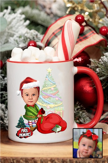 Kız Çocuğa Yılbaşı Hediyesi Karikatürlü İçi Renkli Kupa Bardak