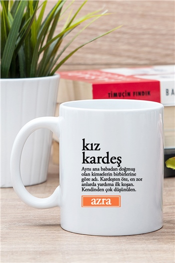 Kız kardeş Kelime Anlamı Beyaz Kupa Bardak