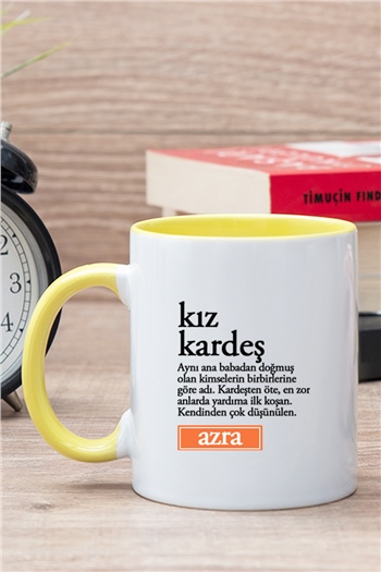 Kız kardeş Kelime Anlamı İçi Renkli Kupa Bardak