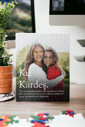 Kız Kardeşe Hediye Fotoğraf Baskılı Dikdörtgen Puzzle