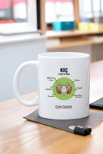 Koç Burcuna Hediye Kişiye Özel Kupa Bardak