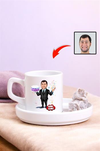 Kocaya Doğum Günü Hediyesi Karikatürlü Türk Kahvesi Fincanı