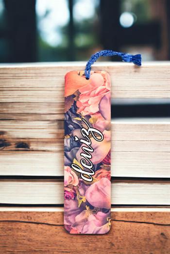 Kurumuş Çiçek Arka Planlı İsimli Metal Kitap Ayracı