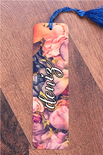 Kurumuş Çiçek Arka Planlı İsimli Metal Kitap Ayracı