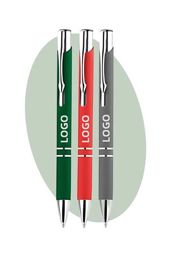 Logo Baskılı Promosyon Rubber Metal Tükenmez Kalem 4621-Pİ