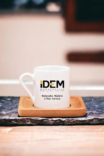 Logolu Ahşap Altlıklı Türk Kahvesi Fincanı