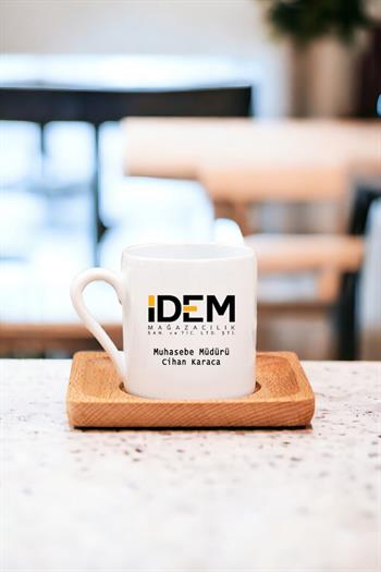 Logolu Ahşap Altlıklı Türk Kahvesi Fincanı