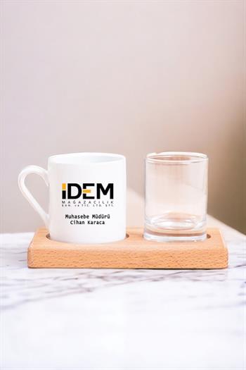 Logolu Ahşap Sunumlu Türk Kahvesi Fincanı