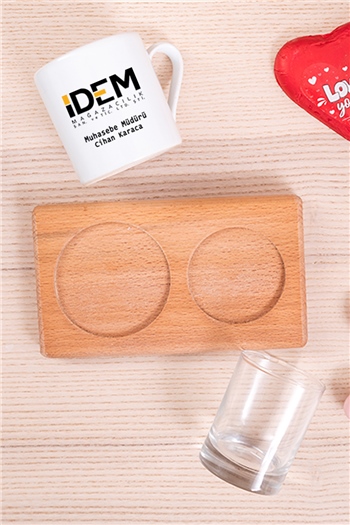 Logolu Ahşap Sunumlu Türk Kahvesi Fincanı