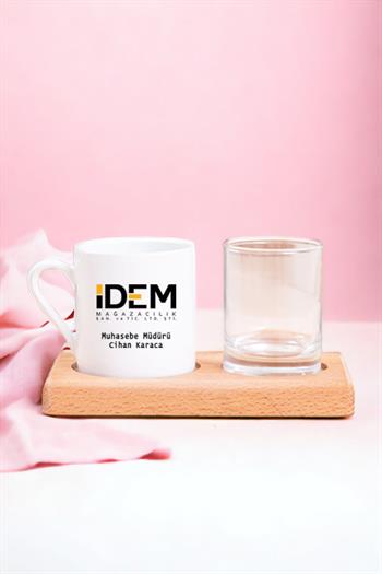 Logolu Ahşap Sunumlu Türk Kahvesi Fincanı