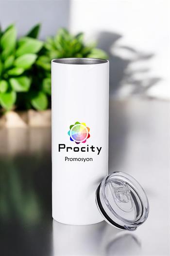 Kurumsal Hediyelik Logo Baskılı Pipetli Çelik Termos Bardak