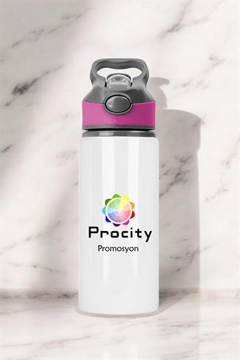 Firmalara Özel Kurumsal Logo Baskılı Pipetli Su Matarası