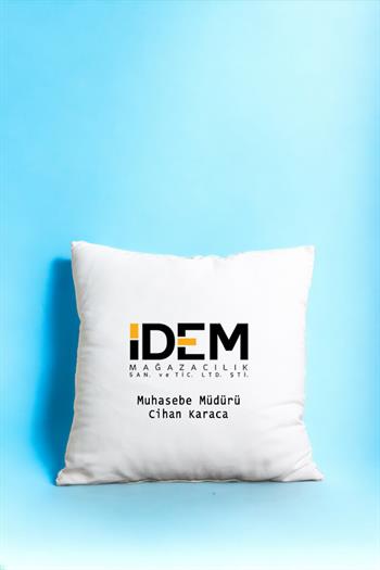 Logolu Saten Kare Yastık