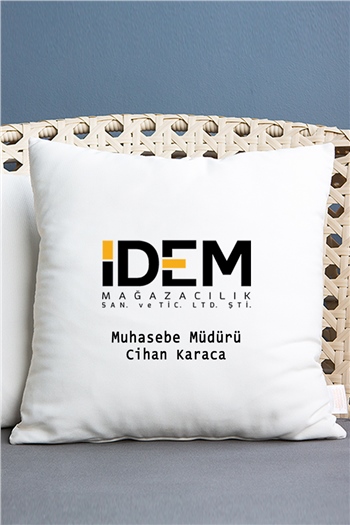Logolu Saten Kare Yastık