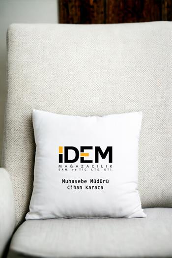 Logolu Saten Kare Yastık