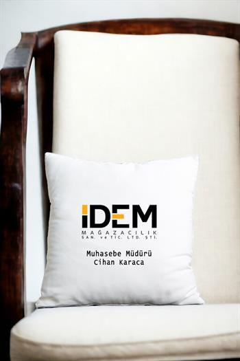 Logolu Saten Kare Yastık