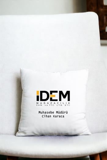 Logolu Saten Kare Yastık