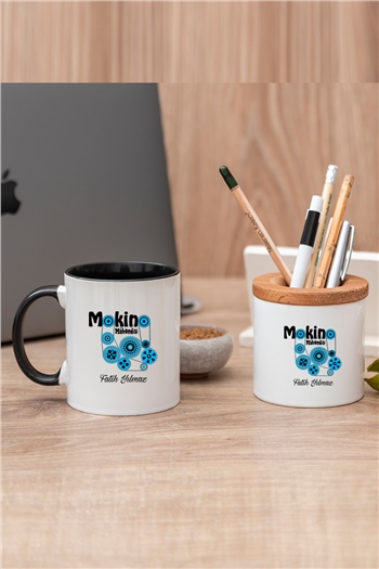 Makine Mühendisi Renkli Kupa Bardak ve Kalemlik