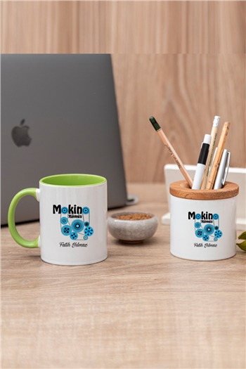 Makine Mühendisi Renkli Kupa Bardak ve Kalemlik