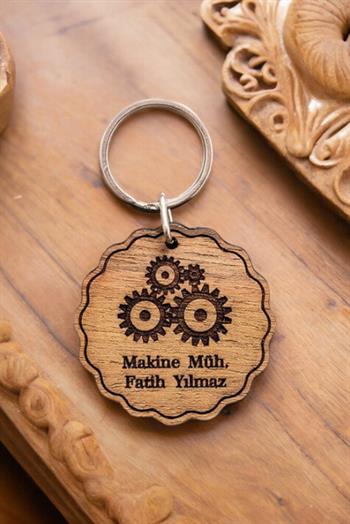 Makine Mühendisine Hediye Lazer Kesim İsim Yazılı Anahtarlık
