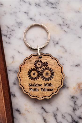 Makine Mühendisine Hediye Lazer Kesim İsim Yazılı Anahtarlık