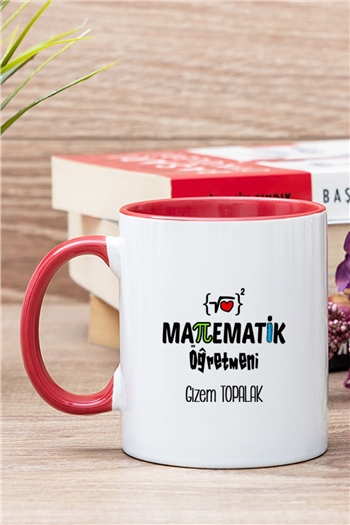 Matematik Öğretmeni İçi Renkli Kupa Bardak