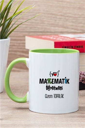 Matematik Öğretmeni İçi Renkli Kupa Bardak