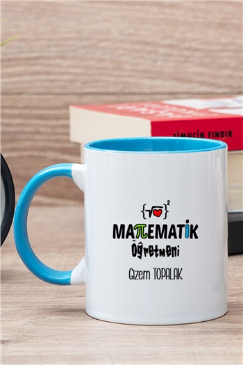 Matematik Öğretmeni İçi Renkli Kupa Bardak