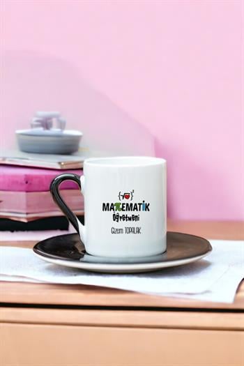 Matematik Öğretmeni Renkli Türk Kahvesi Fincanı