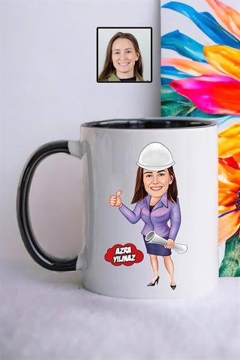 Mimarlara Hediye Kadın Mimar Karikatürlü Kupa Bardak