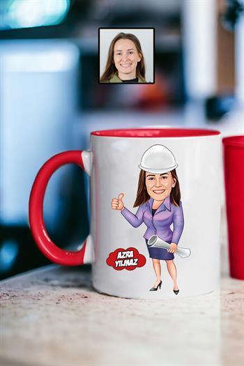 Mimarlara Hediye Kadın Mimar Karikatürlü Kupa Bardak