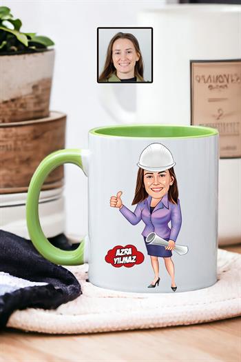 Mimarlara Hediye Kadın Mimar Karikatürlü Kupa Bardak