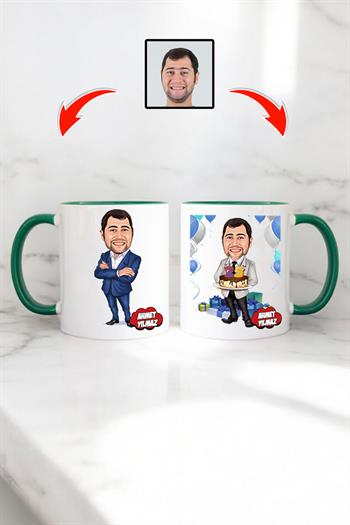 Müdüre Doğum Günü Hediyesi Erkek Müdür Karikatürlü Kupa Bardak