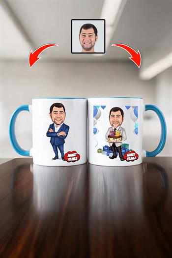 Müdüre Doğum Günü Hediyesi Erkek Müdür Karikatürlü Kupa Bardak