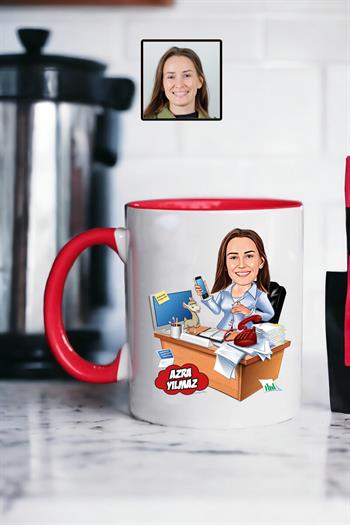 Muhasebeciye Hediye Kadın Muhasebeci Karikatürlü Kupa Bardak