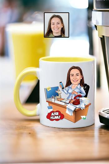 Muhasebeciye Hediye Kadın Muhasebeci Karikatürlü Kupa Bardak