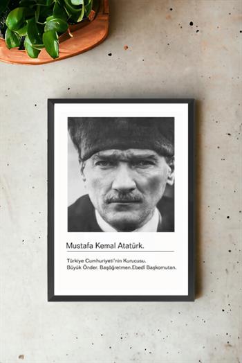 Mustafa Kemal Atatürk Portreli Dikdörtgen Fotoğraf Çerçevesi