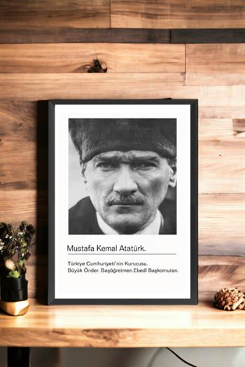 Mustafa Kemal Atatürk Portreli Dikdörtgen Fotoğraf Çerçevesi