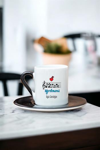 Müzik Öğretmeni Renkli Türk Kahvesi Fincanı